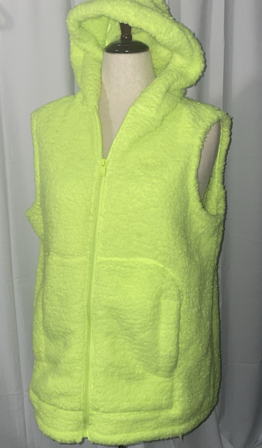 Green/yellow Hooded Teddy Bear Sherpa Vest