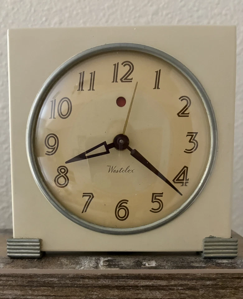 Reloj despertador eléctrico Westclox Logan S5-F metal Art Deco -de colección años 40 Foto 2 de 4