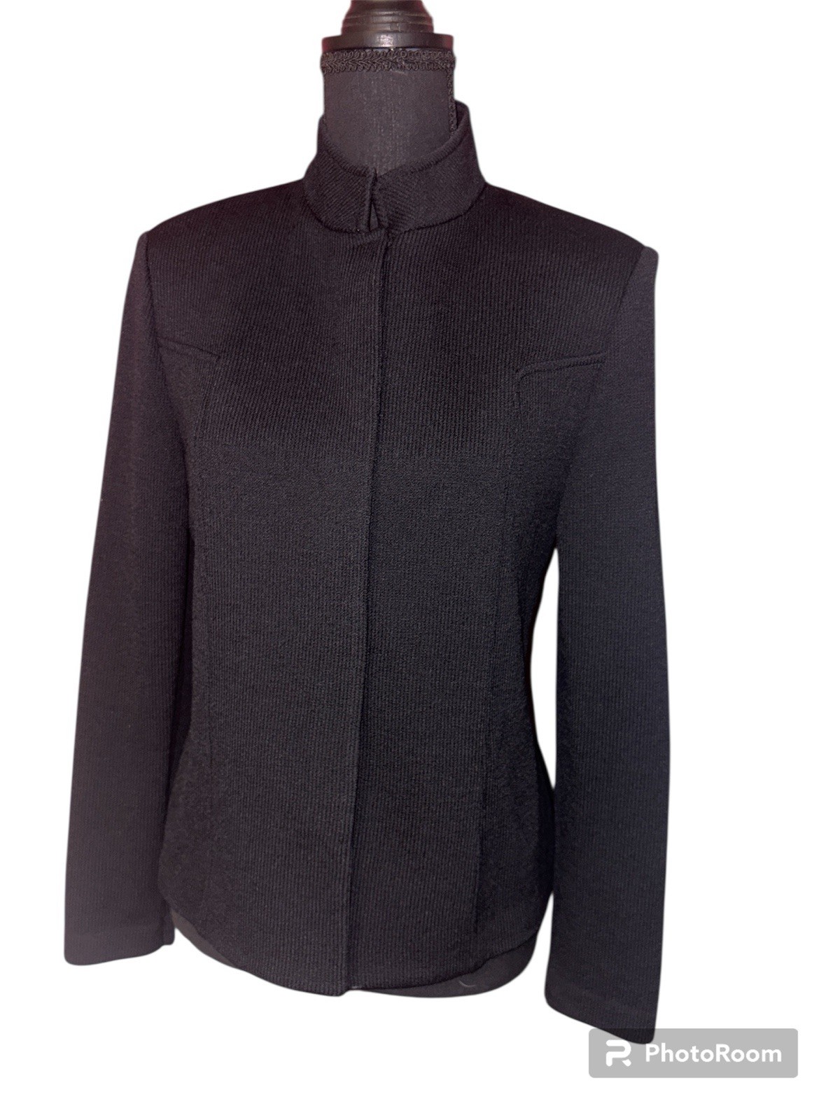 St John Basic Jacket Knit Black Blazer Size 6 Sho… - image 1