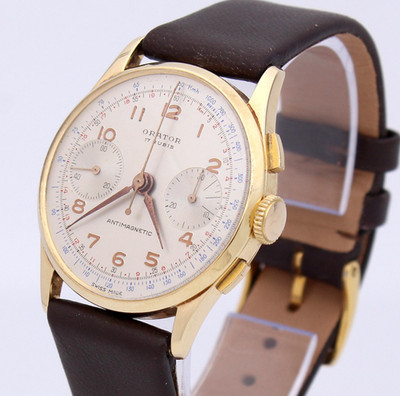 Superb swiss 14K Gold Chronograph Orator Kal. Landeron 48 , aus den 50er Jahren