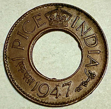 1947 C British India 1 Pice KM# 533 George VI High Crown