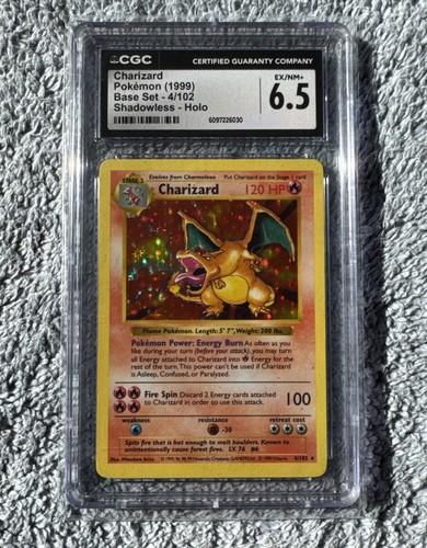 Charizard (Shadowless) graded CGC 6.5 for sale on eBay