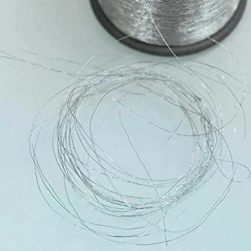 Metallic Zari Thread for Embroidery, Sewing and Jewelry Making (Silver 2 Roll) - Image 2 of 4