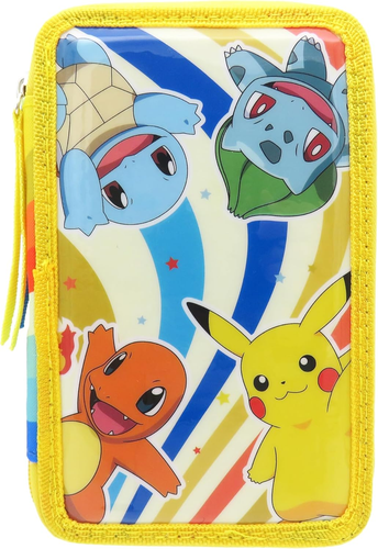 Marchi CyP - Astuccio Cilindrico Pokémon Ufficiale - Pikachu, Squirtle, Charmander, Bulbasaur - Multicolor - Materiale Scolastico