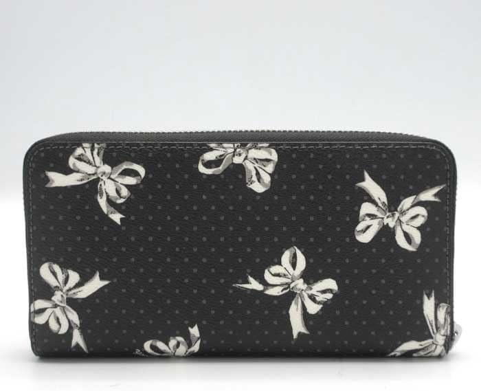 Coach] Long Zip Around Wallet Bow Print CZ327 SVA47 Black