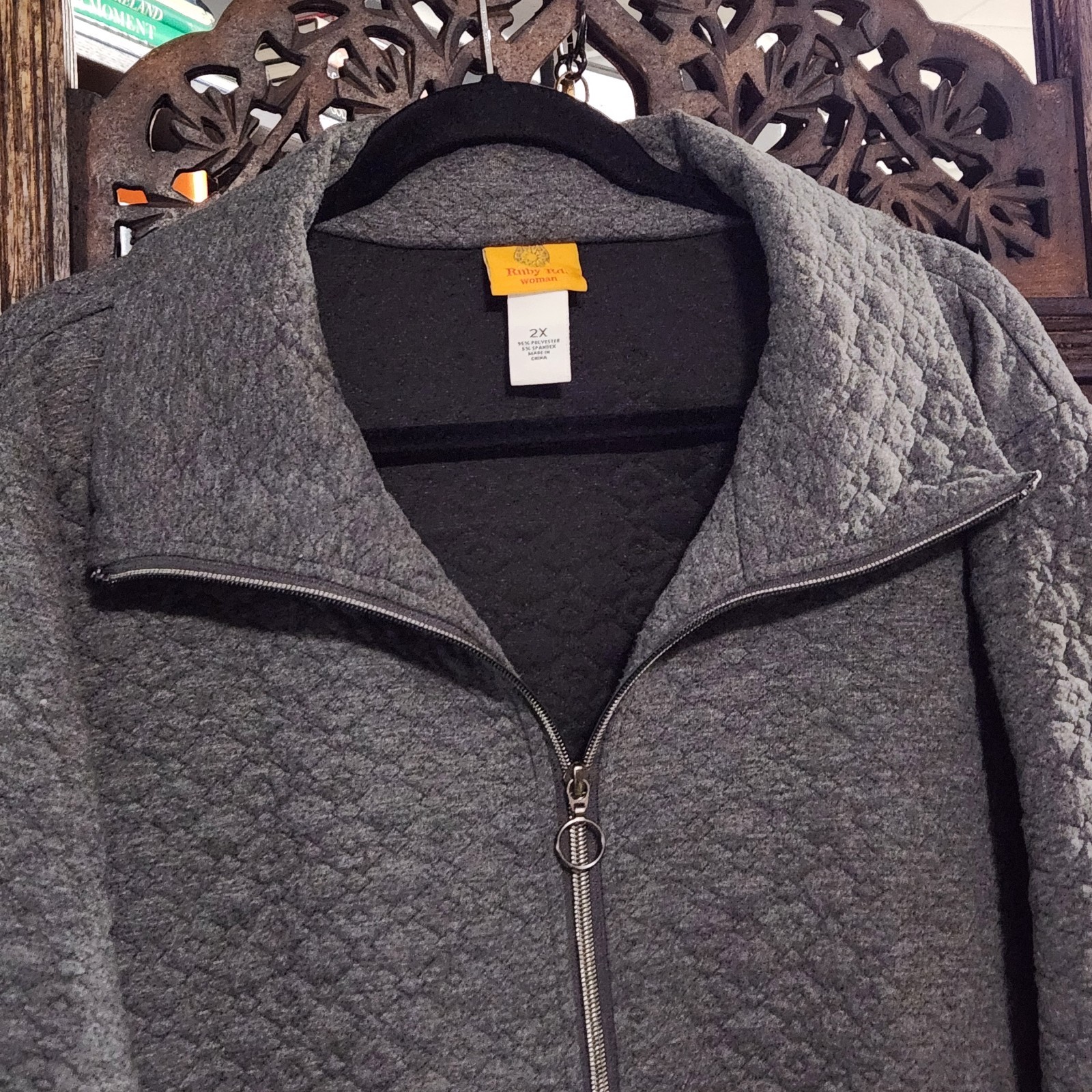 Ruby Rd Quilted Gray Full Zip Jacket Coat Women S… - image 4