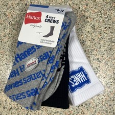 Hanes Mens Originals 4 Pack Crew Socks Limited Edition Shoe Sz 6-12