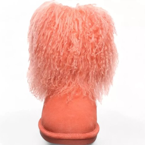 Bearpaw Boo Raspberry Pink Shearling Wool Line Curly Lamb Fur Mongolian Boots 8 - Picture 3 of 8