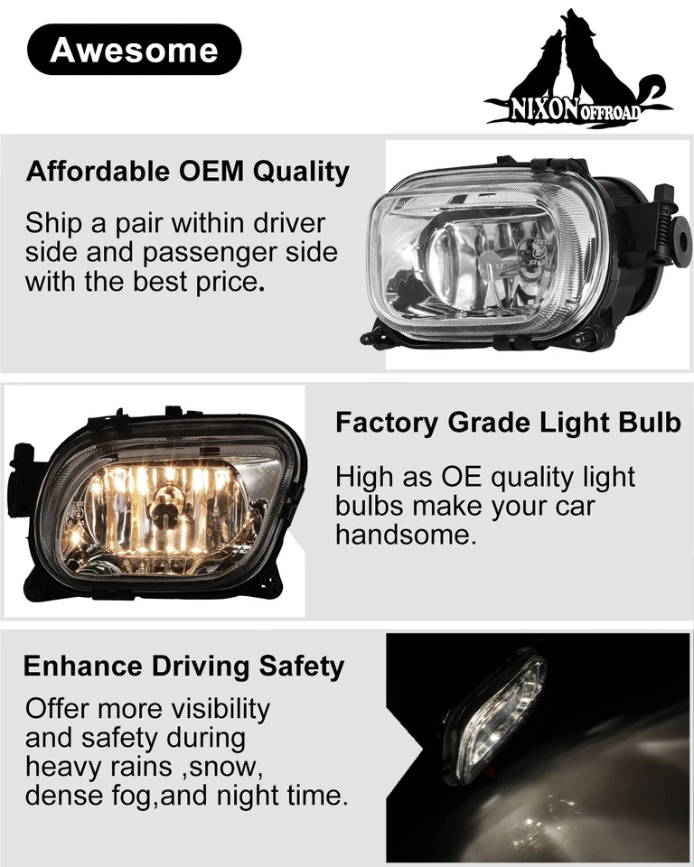 Fog Lights For 1996-1999 Mercedes Benz W210 E300 E320 E420 Driving Bumper Lamps - Image 2 of 4