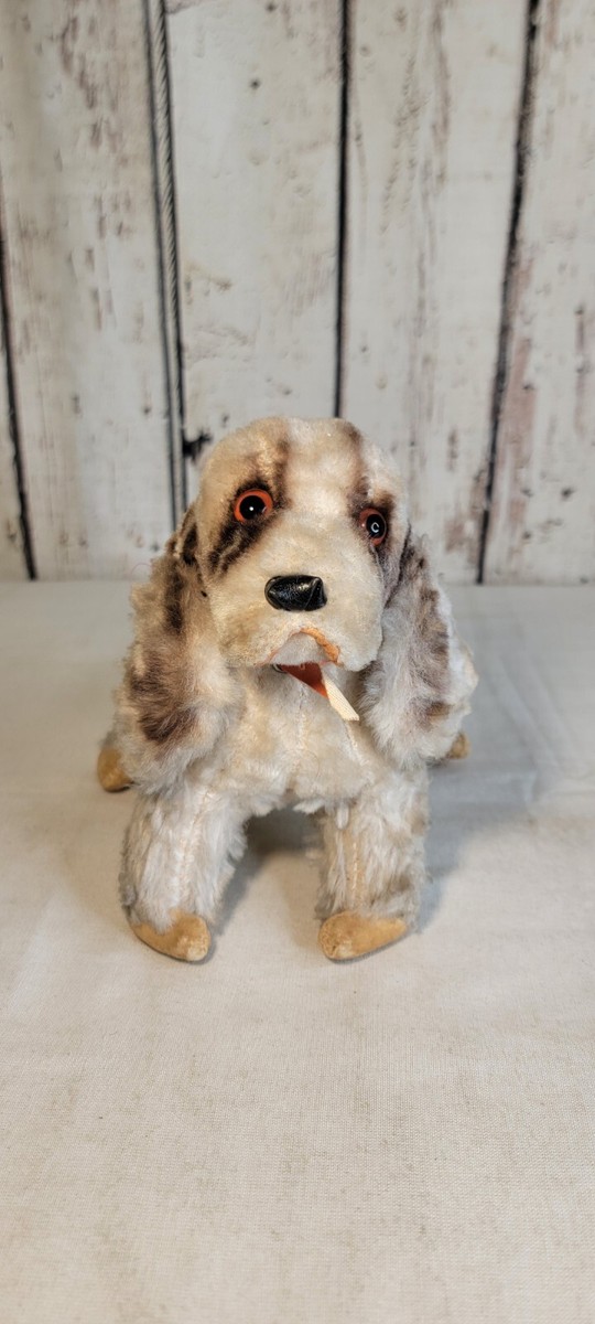 Vintage Steiff Style Cocker Spaniel Dog Plush Brown White 7