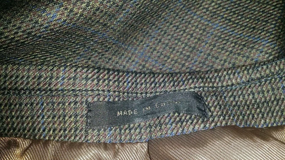 Chaqueta Blazer Abrigo Deportivo 48L 48R Púrpura Marrón Azul LANA TWEED Micro Cuadros Dientes Foto 4 de 4