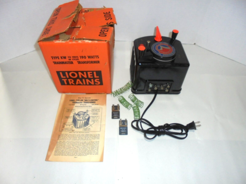 LIONEL KW 190 WATT TRANSFORMER WITH ORIGINAL BOX VERY NICE WITH LOCK-ONS & WIRES