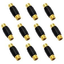 The Wires Zone Gold Plated Female to Female RCA Coupler Barrel 10 Pack