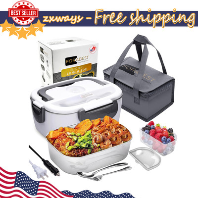 Portable Food Warmer Electric Lunch Box Stainless Steel Heating Dishwasher Safe