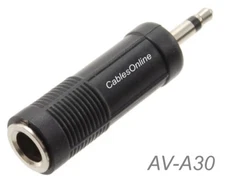 1/4" (6.3mm) Stereo TRS Female to 3.5mm (1/8") Mono TS Male Audio Adapter