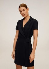 NEW MANGO (Zara Group) Black crepe wrap Dress size EUR L USA 8