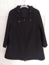 Berkertex - Black ¾ Length Fully Lined Jacket + Detachable Hood – Size Uk 18