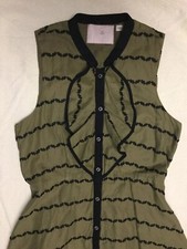 Anthropologie Sz 2 Sleeveless Dress 9-H15 STCL Army Green Black Anthropology 