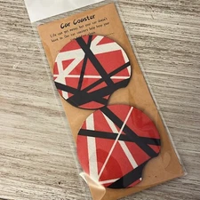 Set Of 2 Custom Made Van Halen Inspired Neoprene Car Coasters. VH STRIPES
