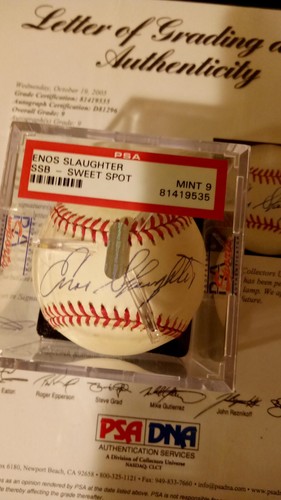 pSA 9 Mint encased ENOS SLAUGHTER signed Hofer Display - Picture 2 of 11