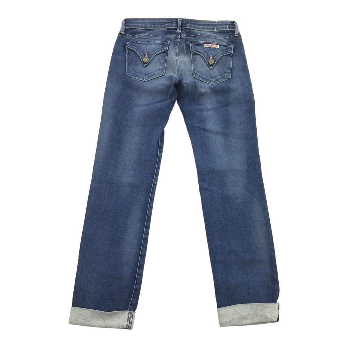 $220 Hudson Bacara Crop Straight Leg Cuffed Jeans Size 26 Blue