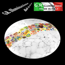 PLAFONIERA MODERNA IN VETRO BIANCO E MURRINE 2L Ø40 LAMPADA BAGNO CAMERA Melody