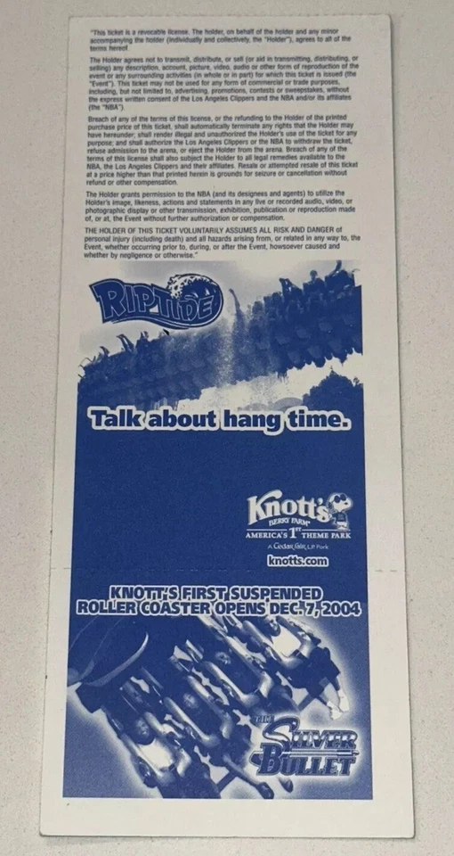 11/29/04 Cavs Cavaliers Clippers Lebron James Away Season Ticket Stub 2nd Year - Image 2 of 2