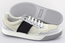Men's LANVIN 'Grosgrain' Grey Leather Suede Sneakers Size US 12 UK 11