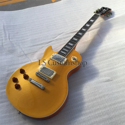 Standard Gold Top Lp Left Handed Electric Guitar Mahogany Body Solid HH Pickup