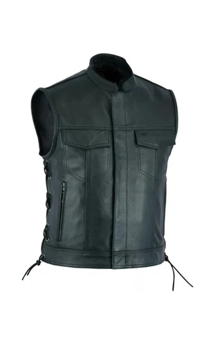 SOA Men's Leather Vest Anarchy Motorcycle Biker Club Concealed Carry Outlaws - product listing photo