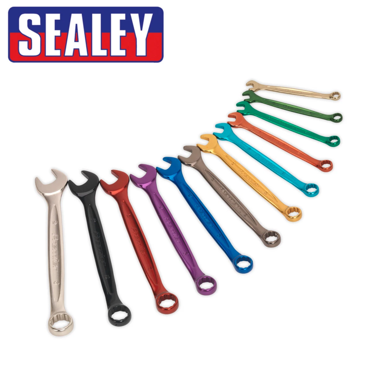 Sealey Premier 12pc Multi Coloured Combination Spanner Set Colour Coded AK63915