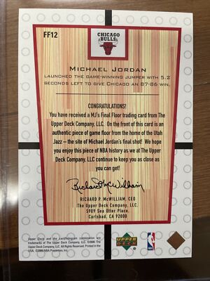 2000 UD MICHAEL JORDAN MJS FINAL FLOOR #FF1 JUMBO GAME FLOOR 