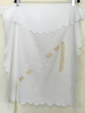 Vintage Crib Infant Bassinet Carrier Cover  White 25.5" x 22"  Embroidered