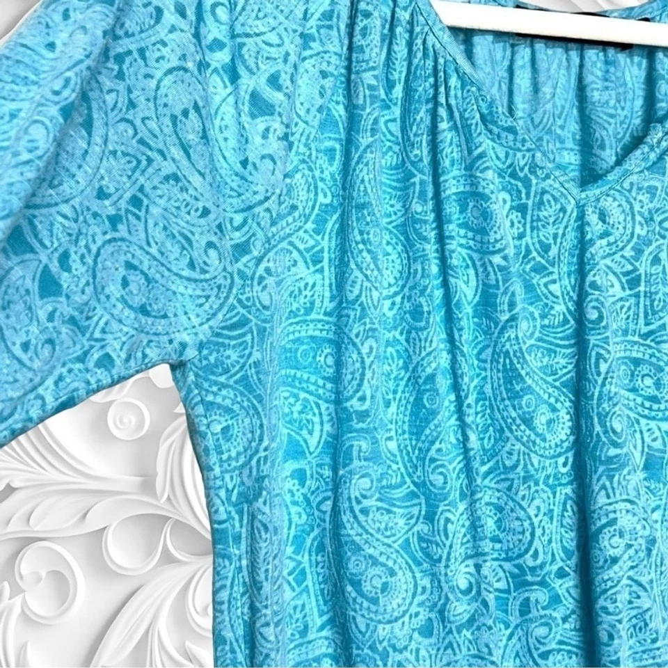 Camiseta deportiva informal ALLEGRA K talla mediana azul claro cachemira tejida manga larga Foto 4 de 4