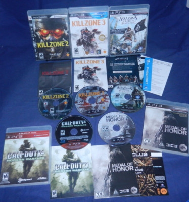 PS3; Killzone 2 & 3, Assassin's Creed Black Flag,Call of Duty MW4,Medal of Honor