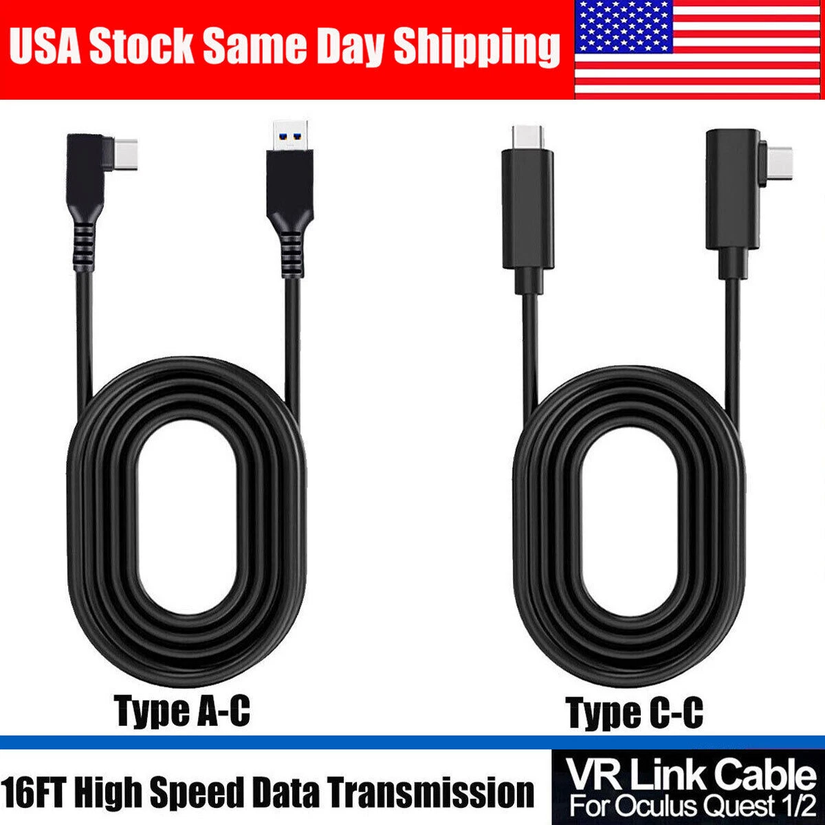 High Speed USB Type-C PC VR Link Cable - Oculus Quest, Quest 2