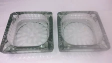 2 - Vintage Square Clear Glass Ashtray 4 notches - 6" Long