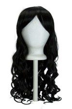 22'' Long Wavy Even Cut w/ Long Bangs Natural Black Cosplay Wig NEW