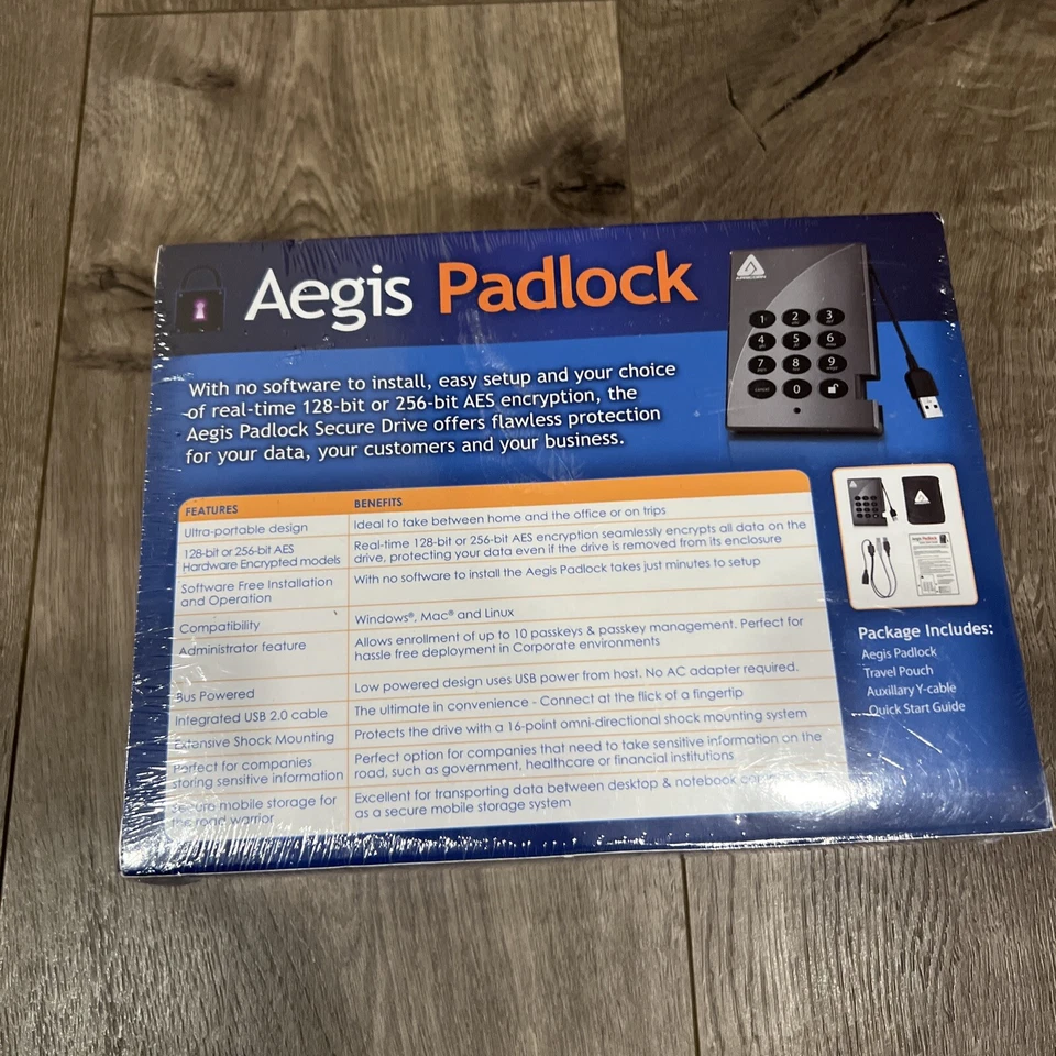 Apricorn Aegis Padlock USB 2.0 256 AES Encryption 1TB Hard Drive A25-3PL256-1000 - Image 2 of 4