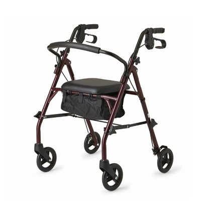 Rollator Walker with Seat Steel Rolling Walker w/ 6-inch Wheels Medical Walker