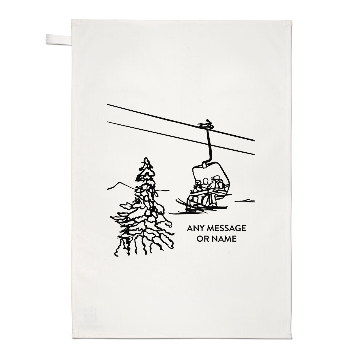 Personalised Ski Lift Tea Towel Skiing Let's Get Piste Stag He Do