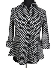 Sole Dione Black White Honeycomb Textured Swing Jacket Blazer Made In USA Size M