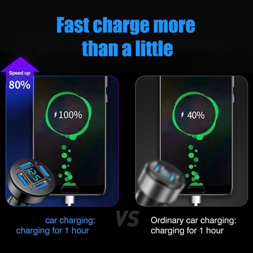 Mini ładowarka samochodowa USB 4 porty adapter zapalniczki LED szybkie ładowanie M9P5 - Zdjęcie 12 z 14