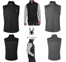 SPYDER MEN'S FULL ZIP BONDED KNIT VEST, INVISIBLE POCKETS, STAND COLLAR. S-3XL