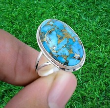 Copper Turquoise Ring 925 Sterling Silver Ring Handmade Gemstone Ring Women Ring