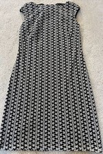 Chaps Womens Black White Floral Lace Jacquard Design Sleeveless Sheath Dress 4