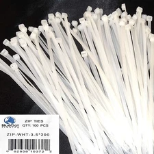 FREE SH FROM US ~ 8 Inch 40 LBS Nylon Quality Cable Zip Wire Ties 100 Pack WHITE