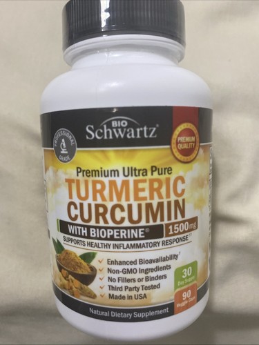 Turmeric Curcumin with Black Pepper Extract 1500mg High Absorption 90 Caps 09/25