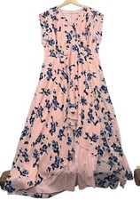 Eliza J Dress Womens Plus Size 10 Pink Blue Floral Maxi High Low Faux Wrap Flowy