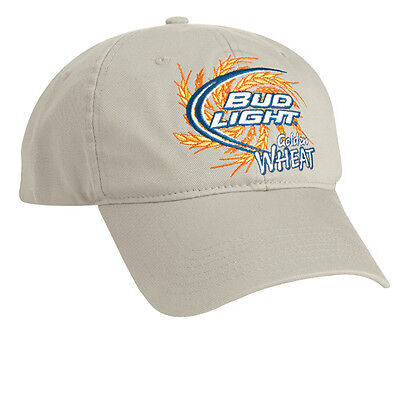 2 Bud Light Golden Wheat Khaki Twill Hat 100/% Cotton Free Shipping in the USA